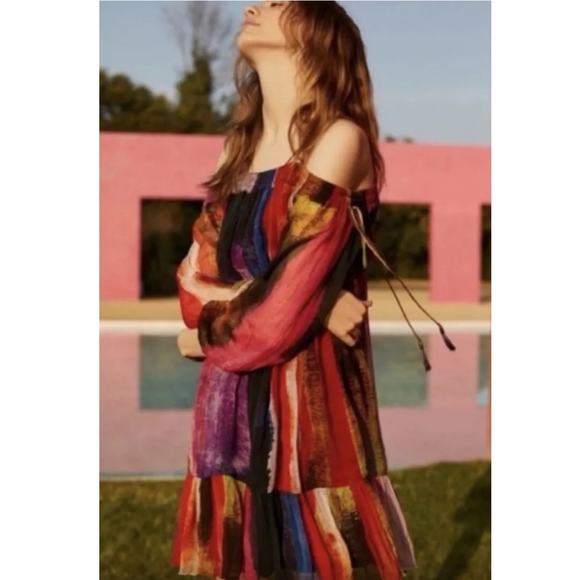 NWT Anthropologie Floreat Zora Off The Shoulder Dress Petite XXS - Picture 1 of 11